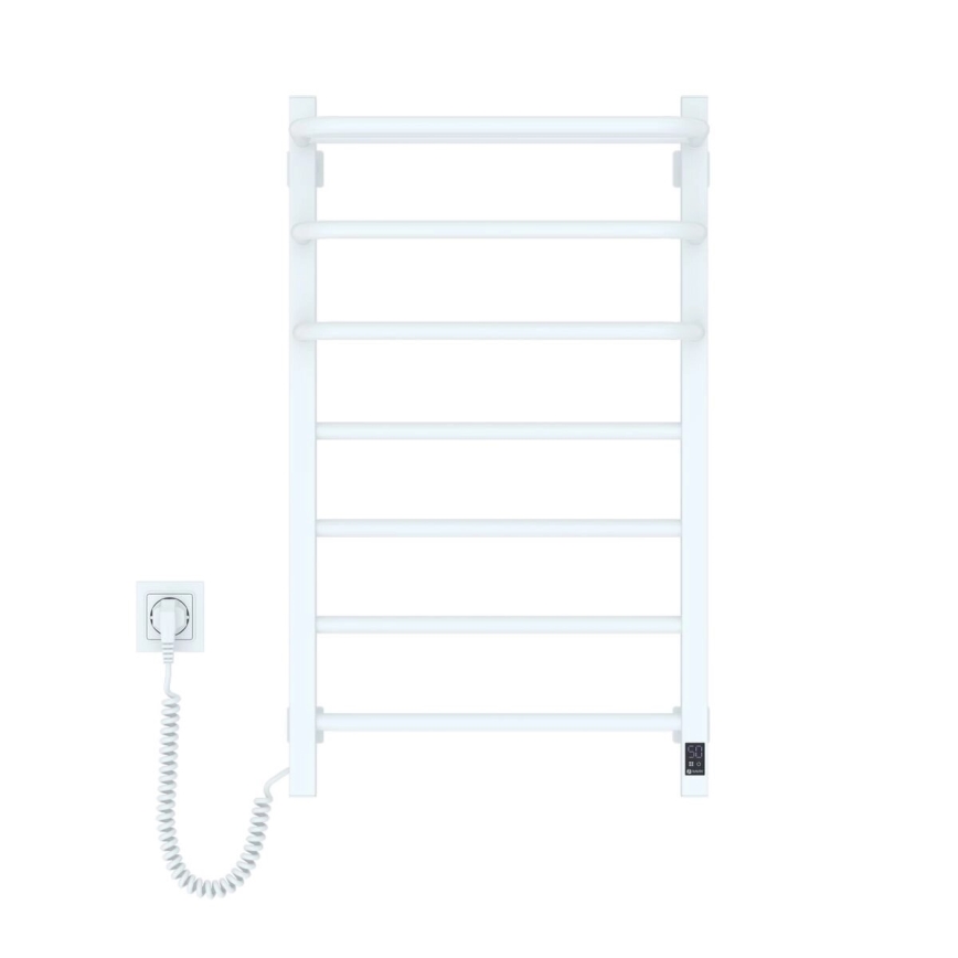 Elektryczny wieszak na ręczniki z termostatem FORTIS 155 W 80x48 cm biały lewy