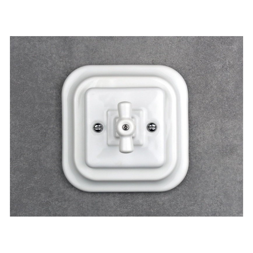 Elhard - Ceramiczna retro ramka, prosta, biała