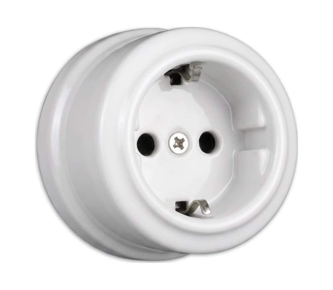 Elhard - Ceramiczne gniazdko retro domowe SCHUKO 230V białe