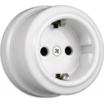 Elhard - Ceramiczne gniazdko retro domowe SCHUKO 230V białe