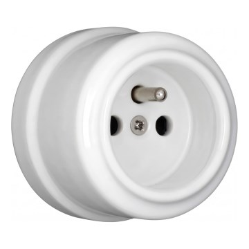 Elhard - Ceramiczne gniazdo domowe w stylu retro 230V, białe