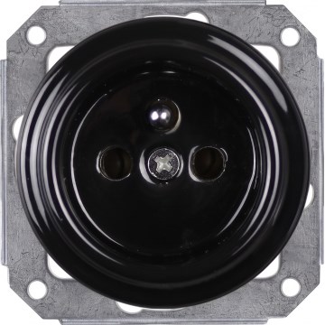 Elhard - Ceramiczne retro gniazdko domowe bez ramki 230V, czarne