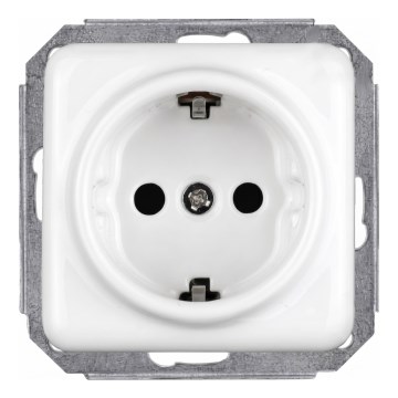 Elhard - Ceramiczne retro gniazdko domowe bez ramki SCHUKO 230V białe