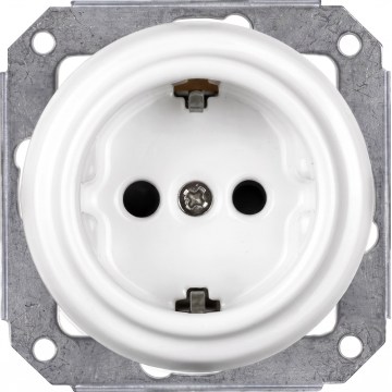 Elhard - Ceramiczne retro gniazdko domowe bez ramki SCHUKO 230V białe