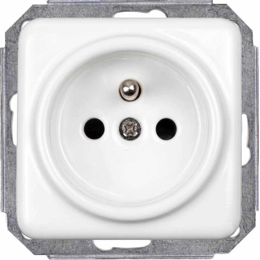 Elhard - Ceramiczne retro gniazdko domowe z ramką 230V białe