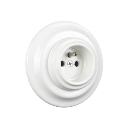 Elhard - Ceramiczne retro gniazdko domowe z ramką 230V białe
