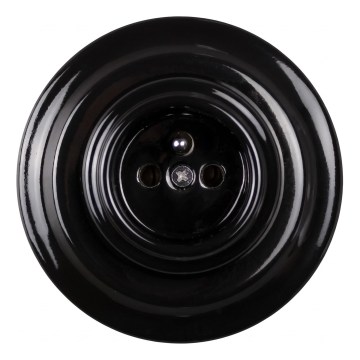 Elhard - Ceramiczne retro gniazdko domowe z ramką 230V czarne
