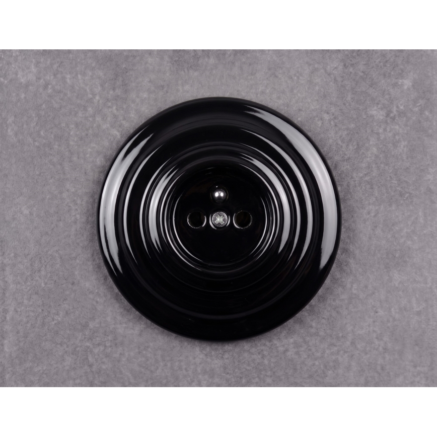 Elhard - Ceramiczne retro gniazdko domowe z ramką 230V czarne