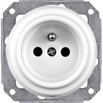 Elhard - Ceramiczne retro gniazdo domowe bez ramki 230 V białe