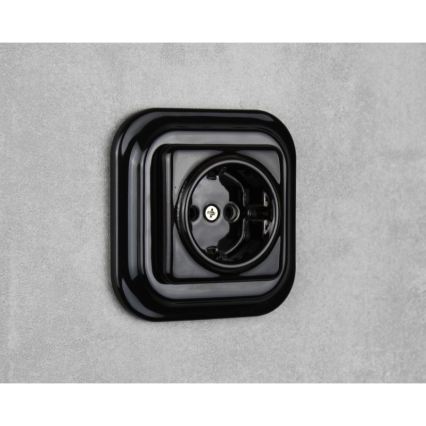 Elhard - ceramiczne retro gniazdo domowe bez ramki SCHUKO 230 V czarne