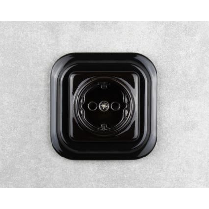 Elhard - ceramiczne retro gniazdo domowe bez ramki SCHUKO 230 V czarne