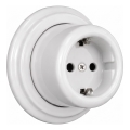 Elhard - Ceramiczne retro gniazdo ścienne do domu z ramką SCHUKO 230 V białe