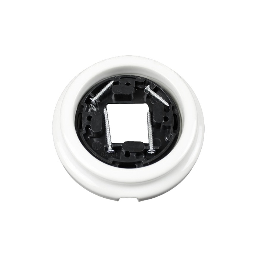 Elhard - Ceramiczne retro gniazdo ścienne do domu z ramką SCHUKO 230 V białe
