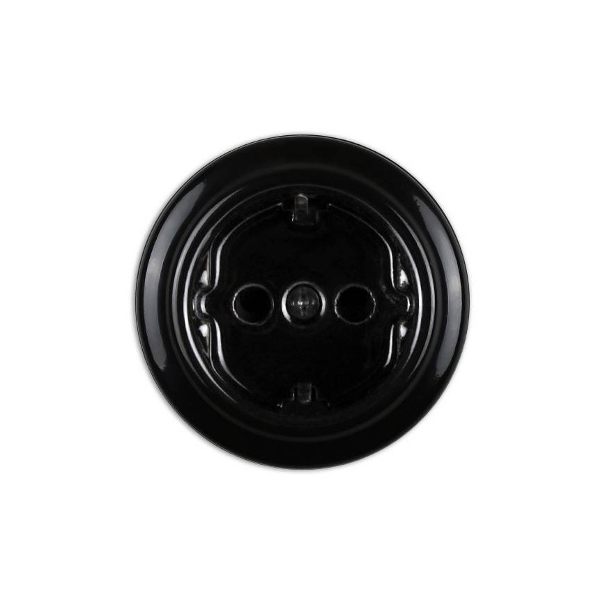 Elhard - Ceramiczne retro gniazdo ścienne domowe SCHUKO 230V czarne