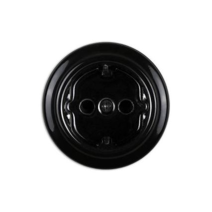 Elhard - Ceramiczne retro gniazdo ścienne domowe z ramką SCHUKO 230V czarne