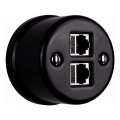 Elhard - Ceramiczne retro gniazdo ścienne sieciowe 2x RJ45, czarne