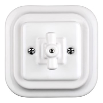 Elhard - Ceramiczny regulator żaluzjowy obrotowy w stylu retro z ramką, biały