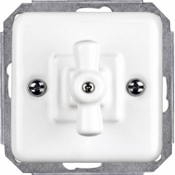 Elhard - Ceramiczny retro łącznik krzyżowy obrotowy bez ramki nr 7, biały