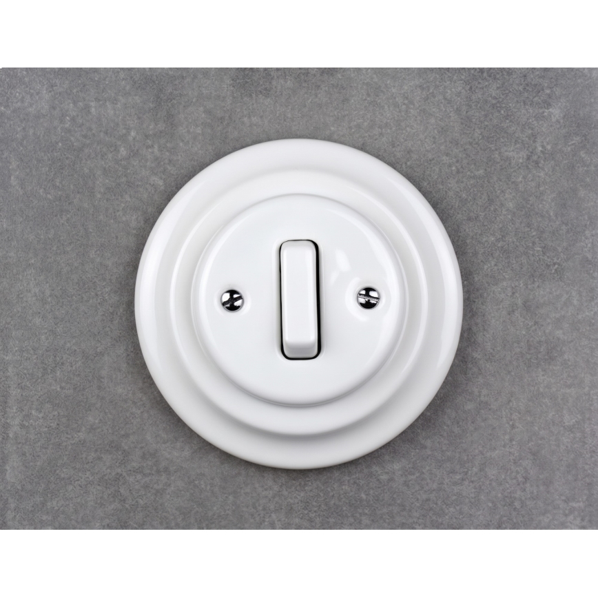Elhard - Ceramiczny retro pojedynczy wyłącznik z ramką nr 1 biały