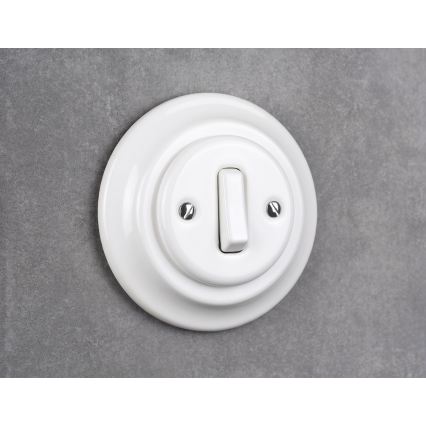 Elhard - Ceramiczny retro pojedynczy wyłącznik z ramką nr 1 biały