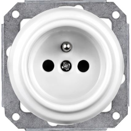 Elhard - Ceramiczny retro włącznik nr 1 i gniazdko 230V z ramką, biały