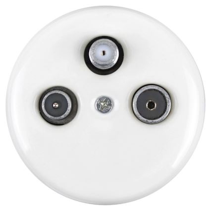 Elhard - Naścienne ceramiczne retro gniazdo antenowe TV+R+SAT białe