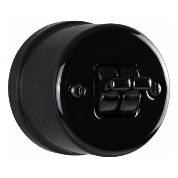 Elhard - Naścienny ceramiczny retro regulator żaluzji z dźwignią, czarny