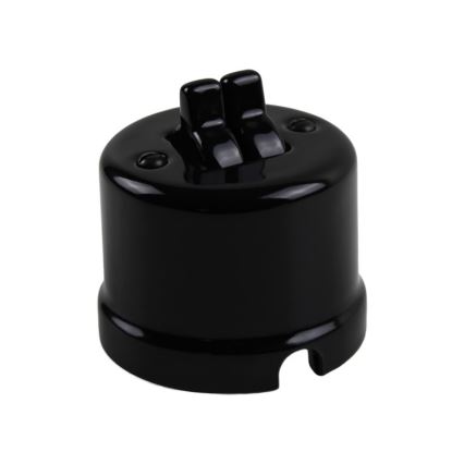 Elhard - Naścienny ceramiczny retro regulator żaluzji z dźwignią, czarny