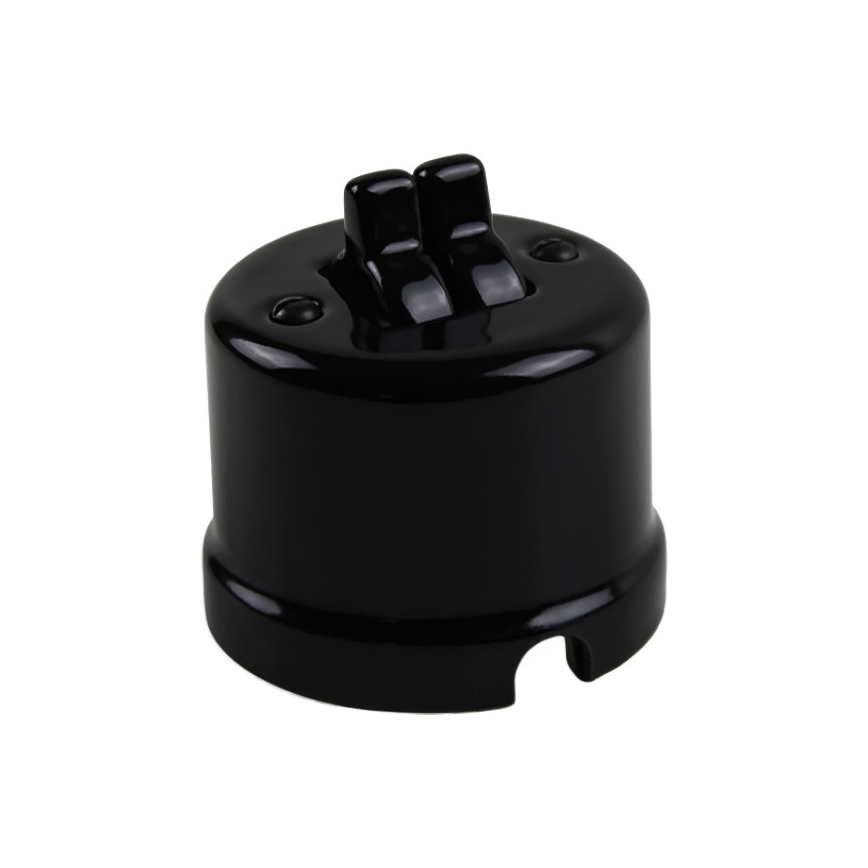 Elhard - Naścienny ceramiczny retro regulator żaluzji z dźwignią, czarny