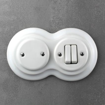 Elhard - Podwójna ceramiczna ramka retro biała