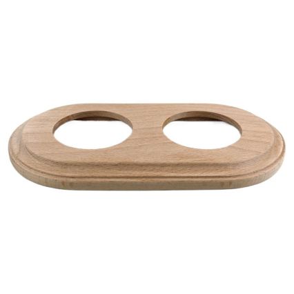Elhard - Podwójne ceramiczne retro gniazdko domowe z ramką 230V białe/jasne drewno