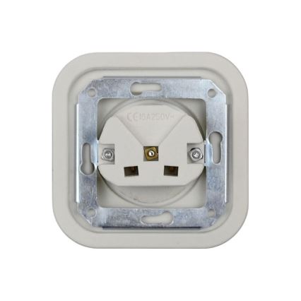 Elhard - Podwójne ceramiczne gniazdo domowe retro z ramką SCHUKO 230V białe