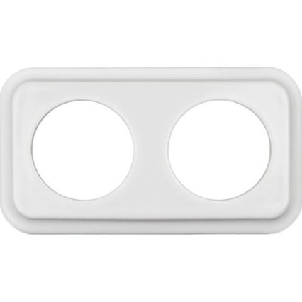 Elhard - Podwójne ceramiczne gniazdo domowe retro z ramką SCHUKO 230V białe