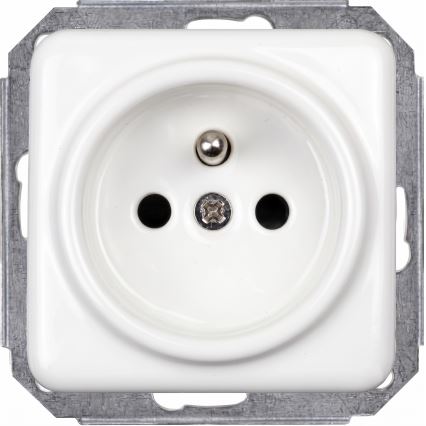 Elhard - Podwójne ceramiczne gniazdo domowe w stylu retro z ramką, 230 V, białe