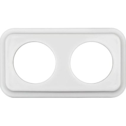 Elhard - Podwójne ceramiczne gniazdo domowe w stylu retro z ramką, 230 V, białe