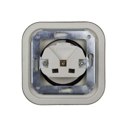 Elhard - Podwójne ceramiczne gniazdo retro do domu z ramką SCHUKO 230V, czarne