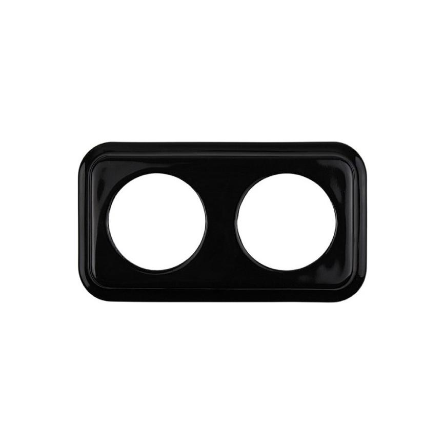 Elhard - Podwójne ceramiczne gniazdo retro do domu z ramką SCHUKO 230V, czarne