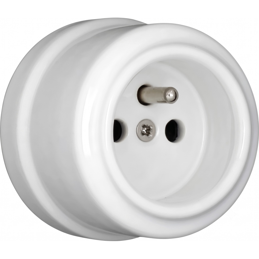 Elhard - Podwójne ceramiczne gniazdo ścienne w stylu retro z ramką, 230 V, białe