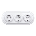 Elhard - Potrójne ceramiczne gniazdko retro domowe z ramką SCHUKO 230V białe