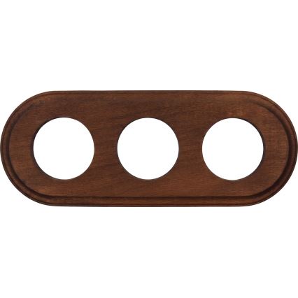 Elhard - Potrójne ceramiczne retro gniazdko domowe z ramką SCHUKO 230V biały/ciemne drewno