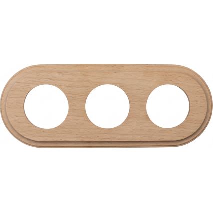 Elhard - Potrójne ceramiczne retro gniazdko domowe z ramką SCHUKO 230V białe/jasne drewno