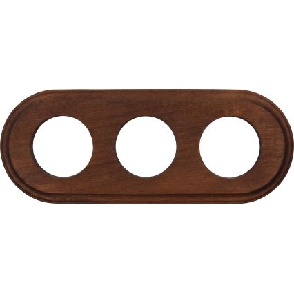 Elhard - Potrójne ceramiczne retro gniazdko domowe z ramką SCHUKO 230V czarne/ciemne drewno
