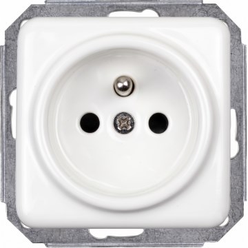 Elhard - Retro ceramiczne gniazdko domowe bezramkowe 230V białe