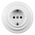 Elhard - Retro ceramiczne gniazdo domowe z ramką SCHUKO 230V białe
