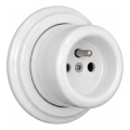 Elhard - Retro ceramiczne gniazdo ścienne z ramką 230V białe