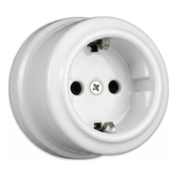 Elhard - Ścienne ceramiczne gniazdo retro SCHUKO 230V, białe