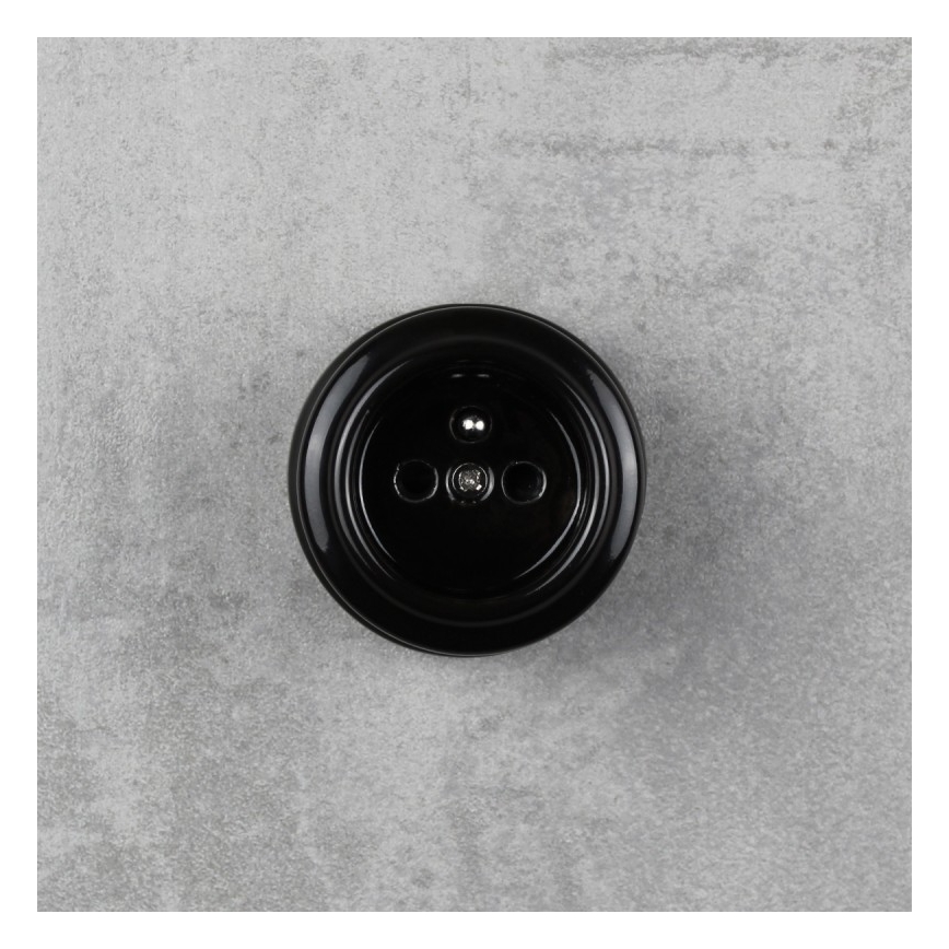 Elhard - Ścienne ceramiczne retro gniazdo domowe 230V czarne