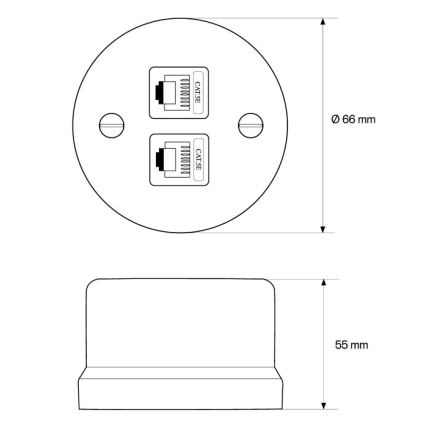 Elhard - Ścienne ceramiczne retro gniazdo sieciowe 2x RJ45, białe