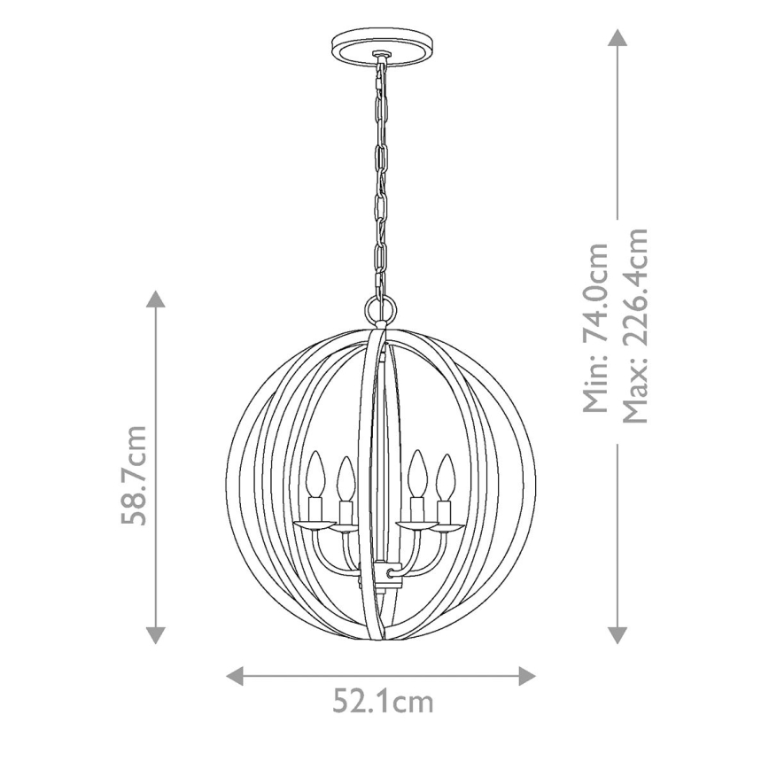 Elstead FE-ALLIER-4P-WW - Żyrandol na łańcuchu ALLIER 4xE14/60W/230V dąb