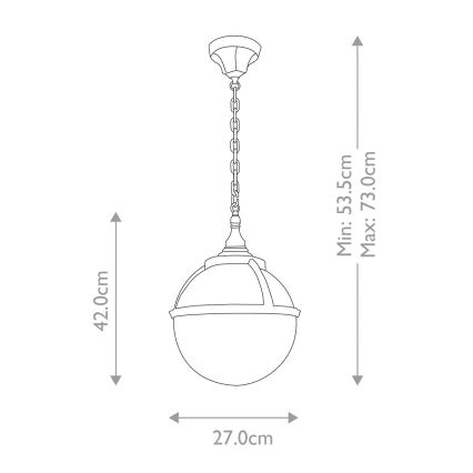 Elstead - Zewnętrzna lampa wisząca na łańcuchu GLENBEIGH 1xE27/60W/230V IP44